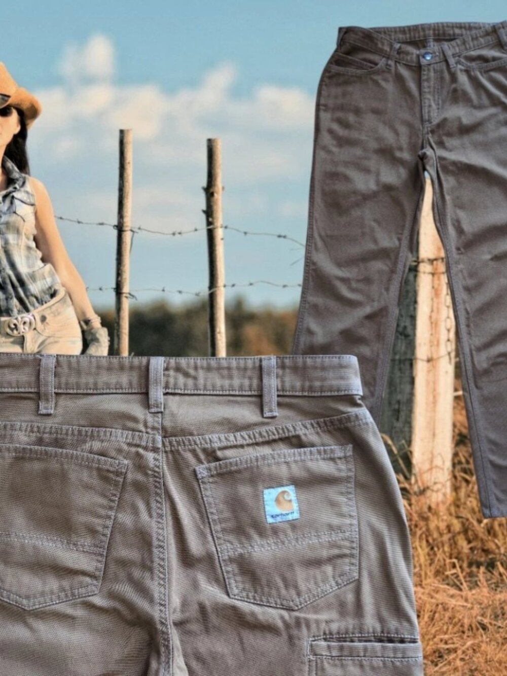 Carhartt SALES SAMPLE Womens Sz 4 Brown Canvas Carpenter Work Pants Pima Nylon